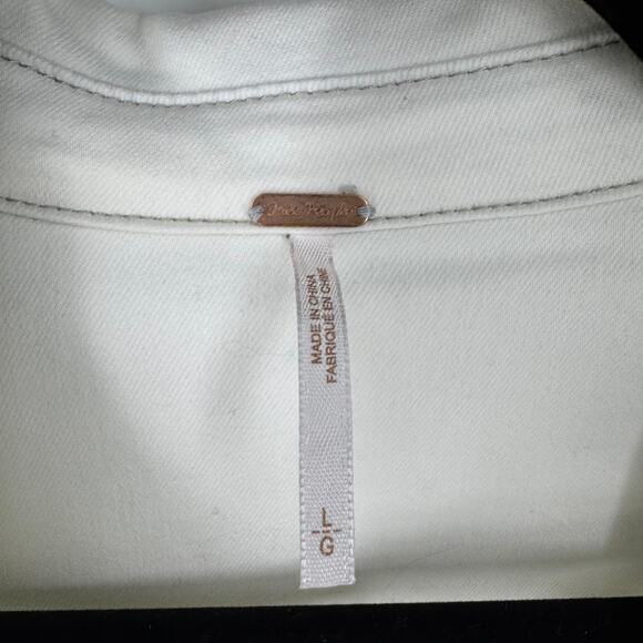 Free People Denim Button Front Long Sleeve Mini Dress in White - Picture 2 of 3